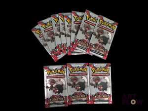 Ensemble de 11 boosters pack loisir Pokémon scellés. Série du bloc Ecarlate et violet : Flammes obsidiennes (EV03). En Français