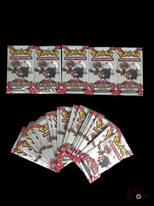 Ensemble de 25 boosters pack loisir Pokémon scellés. Série du bloc Ecarlate et violet : Flammes obsidiennes (EV03). En Français