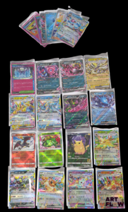 Ensemble de 26 Pokemon dont RRR, double rare, Triple rare, ACE rare, Séries diverses En japonais Etat global : excellent Sous sleeve