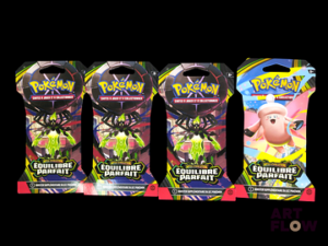 Ensemble de 4 blisters cartonnés Pokemon dont 3 Mega-zygarde et 1 Mélodelfe Série du bloc Méga-Evolution : Equilibre parfait (ME03) Scellés En français Neufs