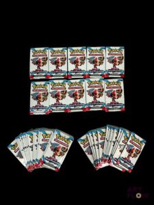 Ensemble de 50 boosters pack loisir Pokémon scellés. Série du bloc Ecarlate et violet : Faille paradoxe (EV04). En Français