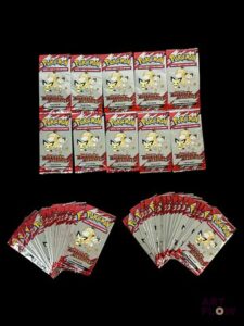 Ensemble de 50 boosters pack loisir Pokémon scellés. Série du bloc Ecarlate et violet : Rivalités destinées (EV10). En Français