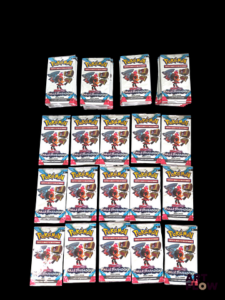 Ensemble de 65 boosters Pokémon pack loisir scellés Série du bloc écarlate et violet : faille paradoxe (EV4) En français Etat neuf