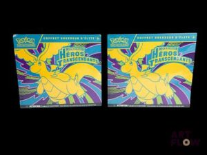 Réunion 2 coffrets Pokemon Elite Trainer Box (ETB) Série du bloc Méga-Evolution : Héros transcendants (ME2.5) Scellés (l'une avec quelques trous dans le scellage) En Francais