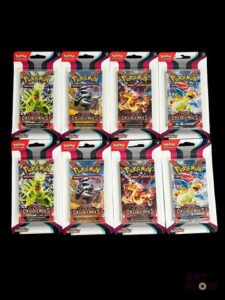Réunion de 2 artset Pokemon Série du bloc Ecarlate et violet : Flammes obsidiennes (EV03) Scellés En français