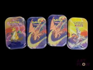 Réunion de 4 mini tin Pokemon Pouvoir de Kanto Scellées En Français