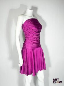 STELLA MACCARTNEY Robe bustier à volants en viscose durable fuschia Taille présumée XS/S Neuve avec étiquette Prix boutique initial : 950 €