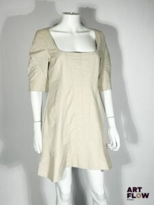 STELLA MCCARTNEY Robe courte en tissu beige à encolure carrée Taille 40 Neuve Prix boutique initial : 995 €