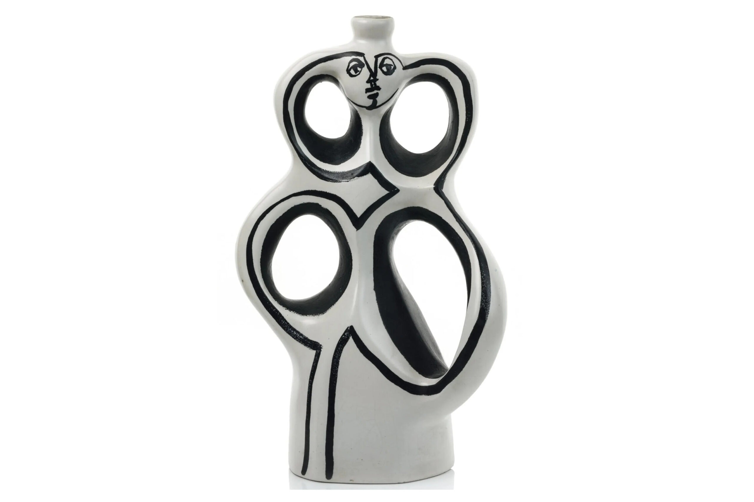 Pied de lampe anthropomorphe en céramique émaillée par Georges Jouve, 1953
