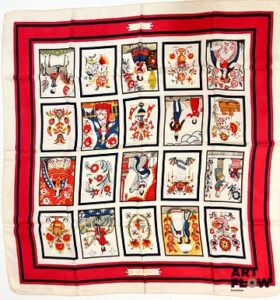 HERMÈS Modèle "Imagerie" Carré en twill de soie d'après Maurice TRANCHANT 90 x 90 cm
