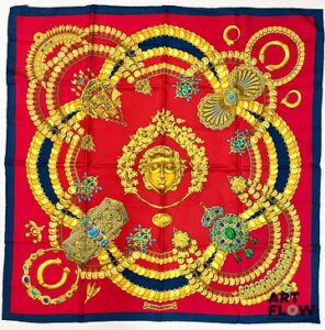HERMÈS Modèle "Kosmina" Carré en twill de soie d'après Julia ABADIE 90 x 90 cm