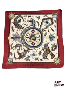 HERMÈS Modèle Rêve d'Australie Châle en cachemire et soie d'après un dessin de Zoé PAUWELS Dimensions : 130 x 130 cm environ