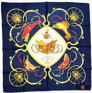 HERMÈS Modèle "Springs" Carré en twill de soie d'après Philippe LEDOUX 90 x 90 cm Très bon état général malgré quelques infimes traces