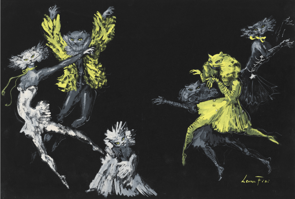 Fini, Leonor, Maquettes de costumes pour Les Demoiselles de la Nuit, gouache sur papier teinté