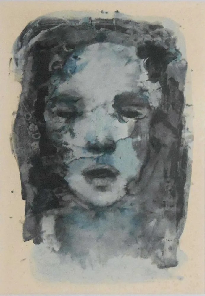 Fini, Leonor, Visage de femme, encre, lavis d’encre et aquarelle sur papier