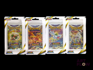 Artset Pokemon de 4 boosters sous blisters Série du bloc Épée et bouclier : Stars étincelantes (EB09) scellés Neuf En français