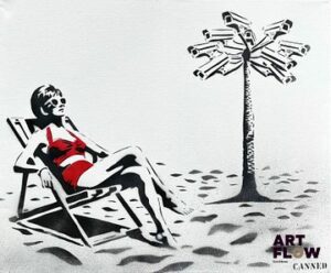 Canned - Duo d'artistes (Charlotte, née en 1987 et Fabien, né en 1984 - Paradise View - Impression sur papier Rives - Signée dans la planche et au dos - Edition en 30 exemplaires - 30x40 cm - Certificat de l'artiste au dos de l'œuvre
