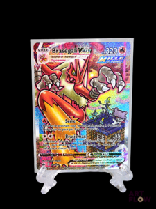 Carte Pokémon Brasegali 201/198 Vmax Alternative. Série du bloc Épée et Bouclier : Règne de Glace (EB06). En français. Etat near mint, petit défaut au dos, sous sleeve et toploader