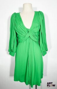 CELINE Robe à manches longues dans les tons verts Taille 38 Neuve avec étiquette Prix de vente conseillé 2890 €