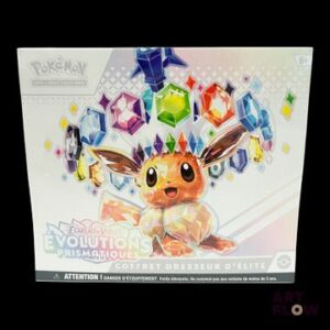 Coffret Pokémon scellé : Elite Trainer Box (ETB). Série du bloc Écarlate et violet : Évolutions Prismatiques (EV 8.5). En français. Petit trou dans le scellage (voir photos)