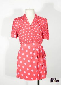 DIANE VON FURSTENBERG Robe combishort portefeuille dans les tons rouges et roses Taille 6 Neuve avec étiquette
