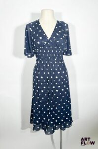 DIANE VON FURSTERBERG Robe en tissu bleue marine à pois blanc Taille XS Neuve avec étiquette