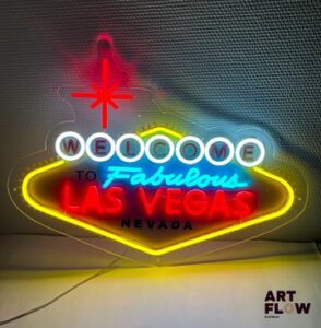 Enseigne lumineuse Welcome to Las Vegas 45 x 60 cm env Fonctionnelle, fournie avec alimentation