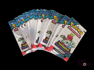 Ensemble comprenant 25 boosters Pack loisir Pokemon Série du bloc Ecarlate et violet : Mascarade crépusculaire EV06 En français Neufs, scellés
