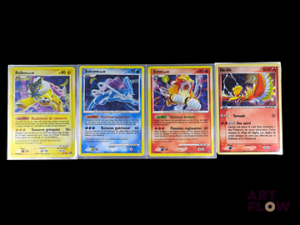 Ensemble comprenant 4 cartes Pokemon : - Ho-oh 27/115 - Suicune 19/132 - Raikou 16/132 - Entei 4/132 Sous sleeves et toploaders En français Etat global Good/Played