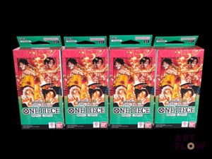 Ensemble comprenant 4 decks de démarrage ex One piece : Luffy et Ace En français Neufs, scellés, très légers défauts sur certains (voir photos)