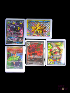 Ensemble comprenant 5 cartes Pokémon Diverses séries et raretés : full art etc. En français Sous sleeve et toploader Etat near mint