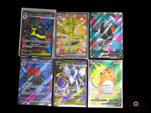 Ensemble comprenant 6 cartes Pokemon : Full Art dont Mega-Lucario ex 160/132 Sous sleeve En français Etat global near mint