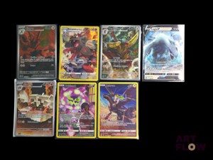 Ensemble comprenant 7 cartes Pokémon : IR ou Full Art En français Sous sleeves Etat global near mint