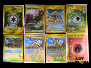 Ensemble comprenant 8 cartes Pokémon : Gold Dresseur En Français Sous sleeve Etat global near mint