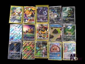 Ensemble de 15 cartes Pokémon - Alternative Rare. Séries diverses Certaines en double, triple et plus Cartes en état global near mint Sous sleeve En Français