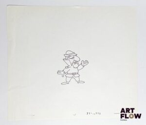 La Panthère Rose (The Pink Panther), d'après Friz Freleng et David H. DePatie L'Inspecteur Clouseau Dessin à l'encre représentant l'Inspecteur Clouseau ayant un air agacé "L'Inspecteur Jacques Clouseau est un détective de la Sûreté française dont l'incompétence notoire et la maladresse légendaire n'ont d'égales que son immense confiance en lui. Convaincu de son génie, il parvient toujours, par un pur hasard ou un concours de circonstances absurdes, à résoudre ses enquêtes." Dimensions : 27,5 x 31 cm