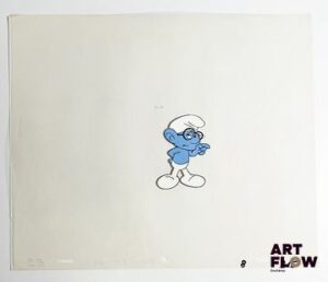 Les Schtroumpfs, d'après Peyo Cellulo à la gouache et encre Dimensions : 27 x 32 cm