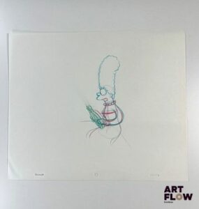 Les Simpsons (The Simpsons) d'après Matt Groening Marge Simpson Dessin aux crayons de couleur représentant Marge Simpson regardant un objet Animé américain d'après la série Les Simpson de Matt Groening "Homer Simpson est le personnage principal de l’univers des Simpson. C’est le père de la famille Simpson, connu pour son caractère paresseux, gourmand et souvent maladroit, mais aussi pour son humour et son grand cœur malgré ses nombreuses bêtises. Il travaille à la centrale nucléaire de Springfield et est célèbre pour son exclamation 'D’oh!'." Dimensions : 26,5 x 31,5 cm - Ce lot chez vous partout en France métropolitaine à partir de 9,60 € - Ce lot chez vous partout en Europe à partir de 18,00 €