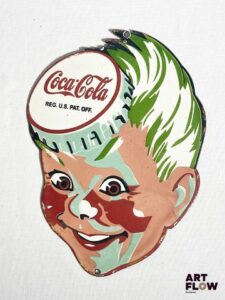 Plaque émaillée Coca Cola 28 x 20 cm Petits éclats et traces de rouille Reproduction moderne