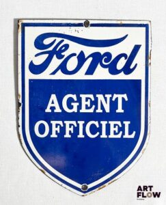 Plaque émaillée Ford Agent Officiel 20 x 15 cm Petits éclats et traces de rouille Reproduction moderne