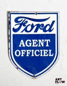 Plaque émaillée Ford Agent Officiel 20 x 15 cm Petits éclats et traces de rouille Reproduction moderne