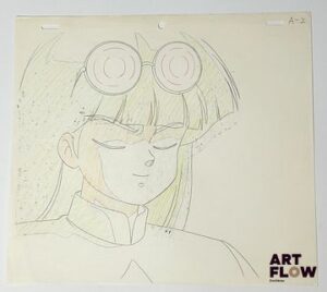 Ranma ½, daprès Rumiko Takahashi Mousse Dessin à la mine de plomb et crayon de couleur représentant Mousse les yeux fermés "Ranma ½ suit les aventures d’un jeune artiste martial et de ses rivaux, dont Mousse, un combattant maladroit mais redoutable, évoluant dans un univers mêlant humour et arts martiaux." Dimensions : 24 x 26,5 cm