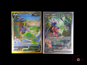 Reunion de 2 cartes Pokemon : Farfurex de Hisui V 175 et Koraidon ex 247 Diverses séries et diverses raretés Sous toploader En français.