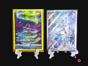 Réunion de 2 cartes Pokémon : Réshiram de N 167 et Keldeo GG07 Diverses séries et raretés En français Sous sleeves et toploaders Etat global near mint