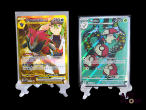 Réunion de 2 cartes Pokémon : Zoroark ex de N 189 et Gaulet 096 Diverses séries et raretés En français Sous sleeves et toploaders Etat global near mint
