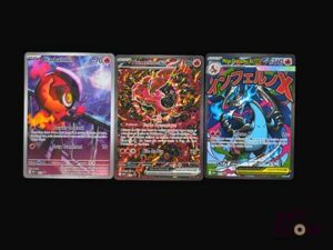 Réunion de 3 cartes Pokémon promo Série du bloc Mega-Evolution : Charbambin , Mega-Dracaufeu ex et Plumeline ex Etat global near mint Sous sleeve En Français