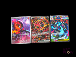 Réunion de 3 cartes Pokémon promo Série du bloc Mega-Evolution : Charbambin , Mega-Dracaufeu ex et Plumeline ex Etat global near mint Sous sleeve En Français