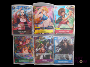 Réunion de 6 cartes One Piece promotionelles en V.2 ultra rares En français Etat global near mint Sous sleeves et toploaders