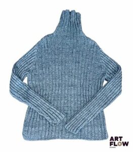 SAINT LAURENT Rive Gauche Pull col roulé gris chiné en laine et viscose Taille 44 Tache et traces d'usure