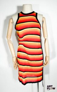 SONIA RYKIEL Robe sans manches à rayures dans les tons orangés Taille M Très bon état général Avec étiquette